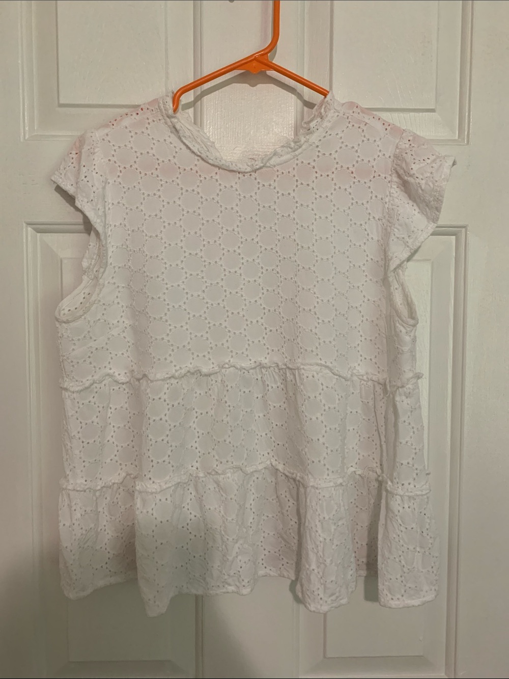 Sim & sam Women's White Eyelet Ruffle Tiered Top